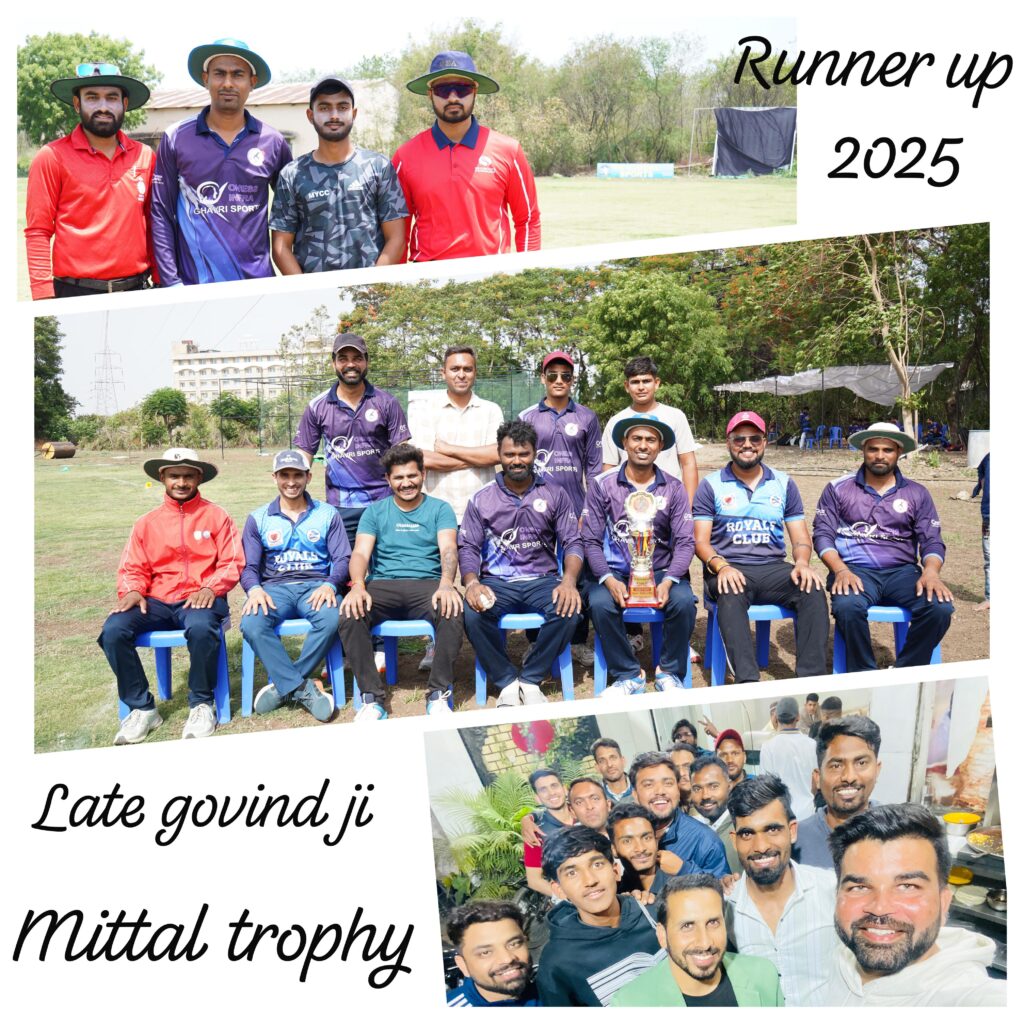 Cricket team celebrating runner-up achievement.